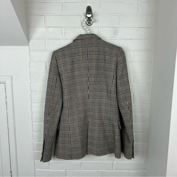 Zara Wool Blend Brown Houndstooth Knit Blazer Jacket Size XS - Picture 10 of 10